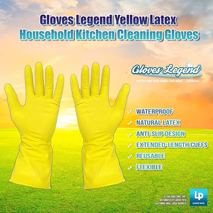 Size Large Yellow Household Kitchen Cleaning Dishwashing Reuseable Gloves