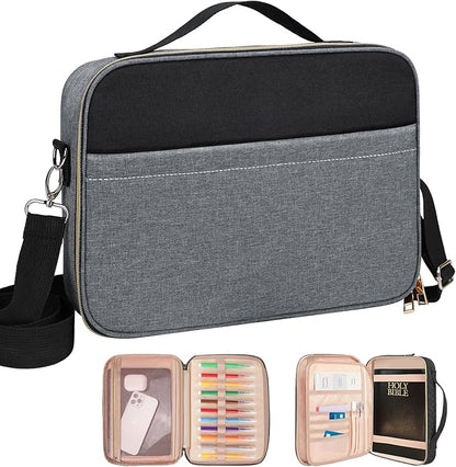 Dofilachy Bible Covers for Women - Stylish Bible Case for Women - Large Bible Cover with Durable Handle - Bible Carrying Case for Girls Boys Kids with Metal Zipper - Bible Bag Journal Case