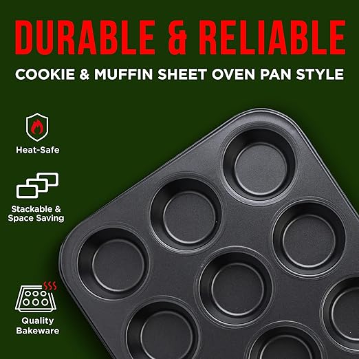 Baking Set  6 Piece  Deluxe Non Stick Black Coating Inside and Outside  Carbon Steel Bakeware Set  PFOA PFOS and PTFE Free by Bakken