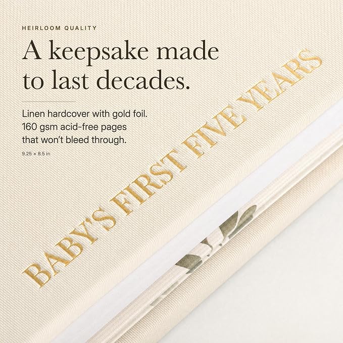 Baby Memory Book from Pregnancy to Age 5, Baby Book Keepsake, Natural