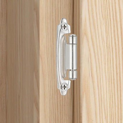 10 Pack (5 Pair) Brushed Satin Nickel Self-Closing Cabinet Hinges for Flush Mount Kitchen Cabinet Door, 1/2" Overlay (Variable) Face Frame Semi-Concealed Hinges