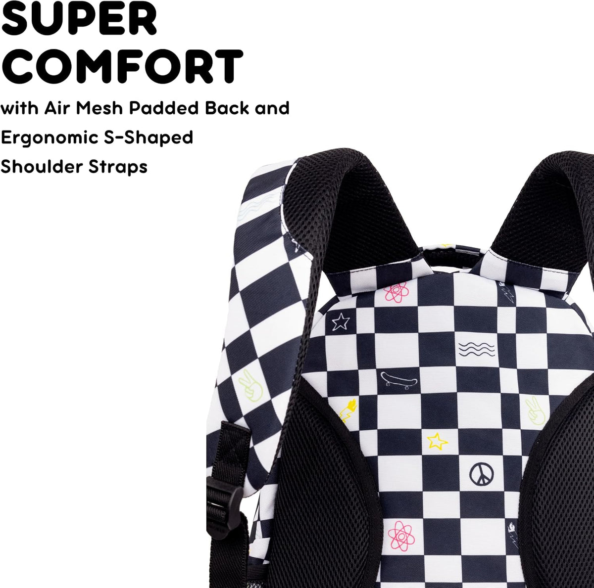 J World Cornelia Middle School Backpack for Kids. Student Laptop Bookbag, Icon Checkers