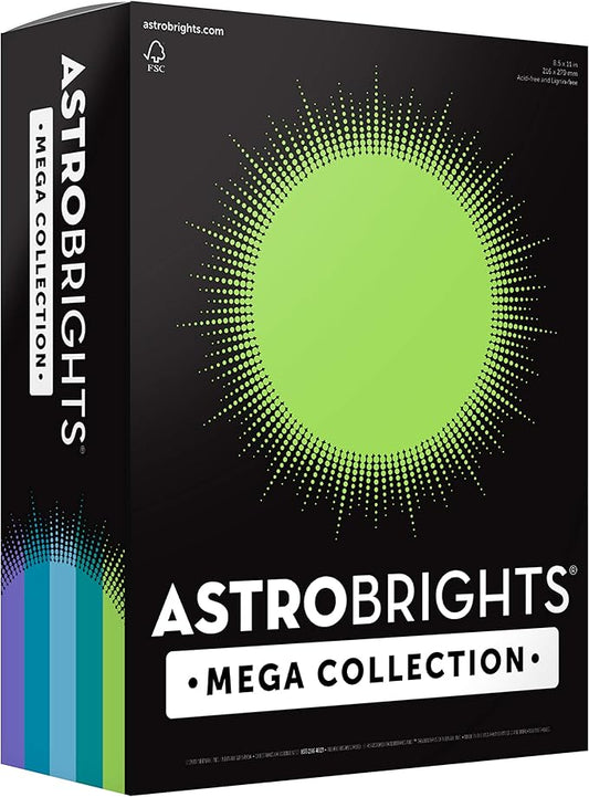 Astrobrights Mega Collection, Colored Cardstock,"Frosty" 5-Color Assortment, 320 Sheets, 65 lb176 gsm, 8.5" x 11" (91689)