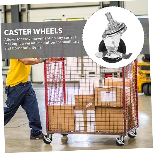 Stem Caster Wheels for Laundry Rack Rubber Wheel Replacement for Furniture Brake