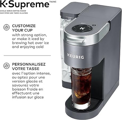 Keurig K-Supreme Coffee Maker, Single Serve K-Cup Pod Coffee Brewer Machine, With MultiStream Technology, 66 Oz Dual-Position Reservoir, and Customizable Settings, Gray