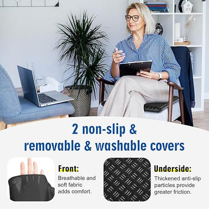 Seat Cushion, Gel Seat Cushion, Breathable Cool Suitable as Office Chair Cushion, Car Seat Cushion, Wheelchair Cushion, Large Size, Strong Support, Relieve Sciatica and Backache, 2 Anti-slip Covers1