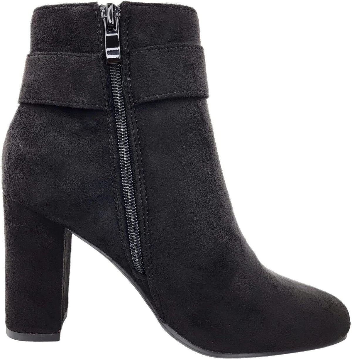 TOP Moda Womens Chunky High Heel Ankle Boots with Buckle