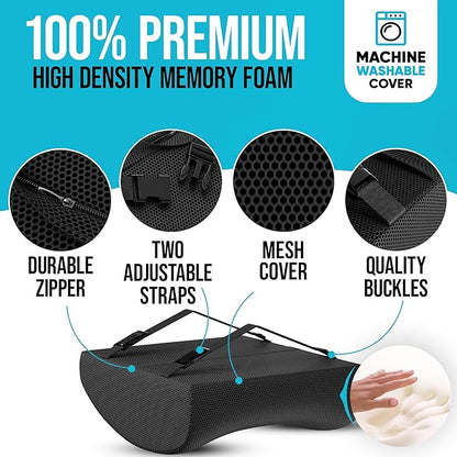FORTEM Lumbar Support Cushion, Back Support for Office Chair and Car Seat, Back Rest for Gaming Chair, Memory Foam Pillow, Desk Chair Cushion, Breathable & Washable Cover, Adjustable Straps