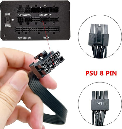 PCIE Cable for Corsair, 65CM 8 Pin to Dual 62 Pin PCIE Power Cable for Thermaltake, Male to Male GPU Cable for ARESGAME Modular Power Supply (65cm15cm)
