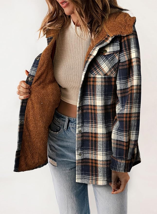 Warm, versatile plaid shacket from Dokotoo perfect for all-season style.
