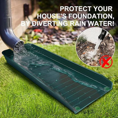 4 Pack Gutter Downspout Extensions,Rain Gutter Downspout Splash Block,Downspout Diverter,Down Spout Drain Extension,Gutter Splash Prevention Device for Cement Floor Lawn Ground (Green)