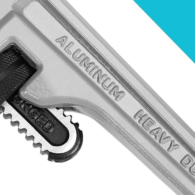 DURATECH 18-inch Heavy Duty Aluminum Straight Pipe Wrench, Adjustable Plumbing Wrench, Drop Forged, Exceed GGG standard