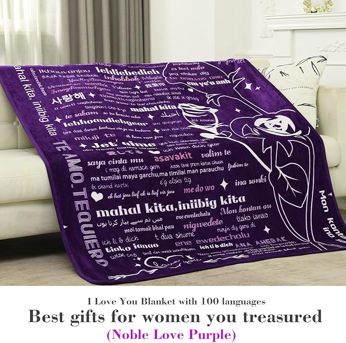 Gifts for Mom, I Love You Blanket 100 Languages Soft Fleece Blanket Mom Gifts from Daughter Son Valentines Day Gifts for Women Wife Birthday Gift Throw Blanket 65Aux 50Au