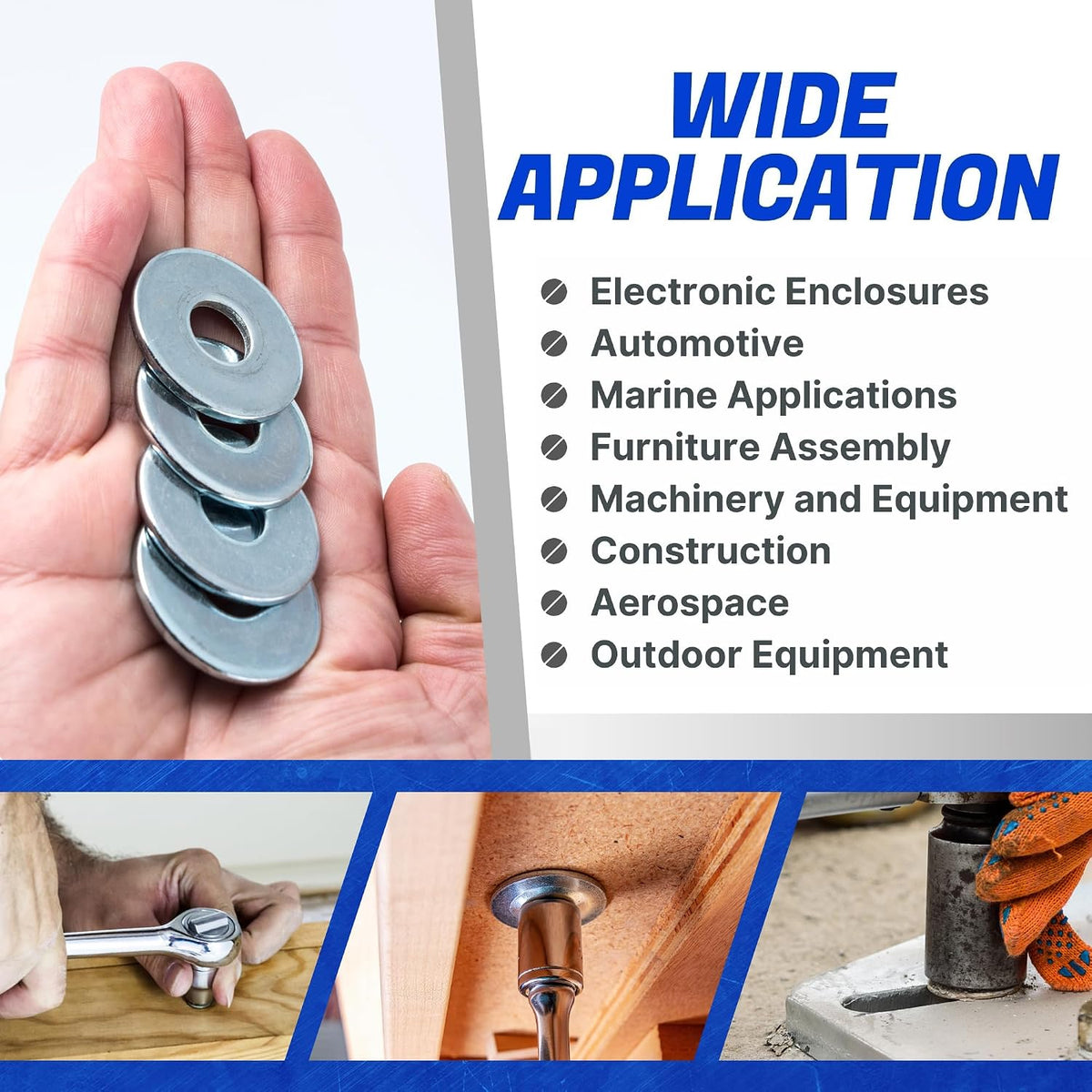 Fastenere Fender Washers 3/8 x 2 (25 Pack), Large Diameter, 18-8 Stainless Steel Plain Finish, Corrosion Resistant, High Tensile Strength Metal Hardware for Automotive and Construction Projects