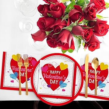 50-Pack Valentine's Day Napkins 3-Ply - Love-Heart Themed Disposable Paper Napkins for Romantic Celebrations - 6.5" Red Heart Napkins Valentine's Day Party Supplies & Decorations