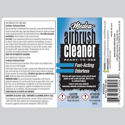Medea Airbrush Cleaner 4 oz  Ready-to-Use Solution for Airbrushes, Paint Brushes  Artist Tools  For Acrylic, Oil  Water-Based Paints, Inks, Dyes, Watercolors and Gouache. Deep Cleans  Flushes