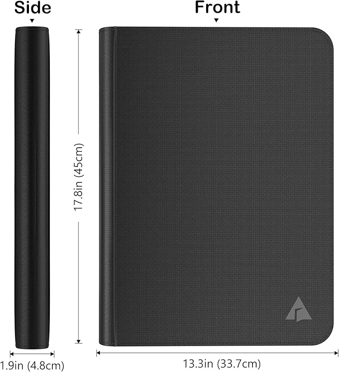 Rayvol Premium 1000 Pockets Card Binder, 16-Pocket Ringless Trading Card Album Folder - Side Loading UltraSonic-161024 Tech Zip Binder for TCG -Black