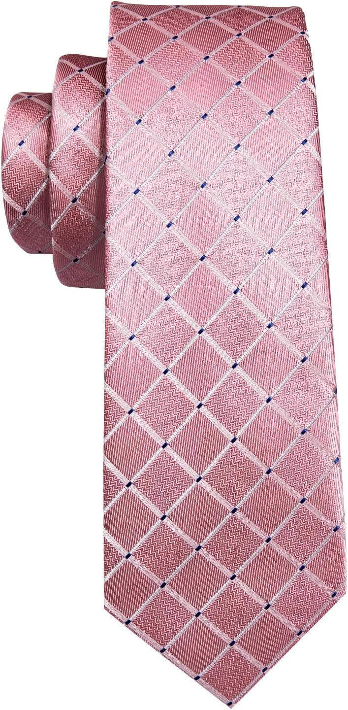 Barry.Wang Mens Tie Set Plaid Check Neckties Formal Business Wedding Luxury Pocket Square Cufflinks