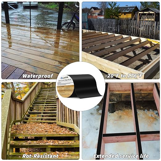 2 Rolls Butyl Joist Tape for decking, 6 Inch x 50 Feet Weatherproof Butyl Sealant Deck Tape Joist-Beam Deck Joist Tape Bulk for Wood Joists Decks Beams Roof