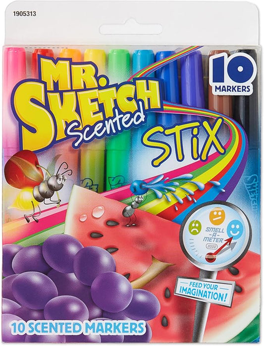 Mr. Sketch 1905313 Scented Stix Watercolor Markers, Fine Point, 10Set
