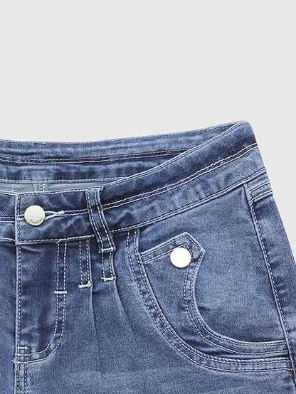 Flamingals Low Rise Straight Leg Wide Leg Baggy Jeans Women Stretch Boyfriend Butterfly Flare Denim Pants