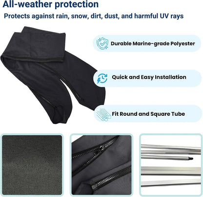Savvycraft Bimini Top Storage Boot 85"-90" Width Black Color, Waterproof UV Protection Bimini Top Replacement Boot, Fit Round and Square Tube