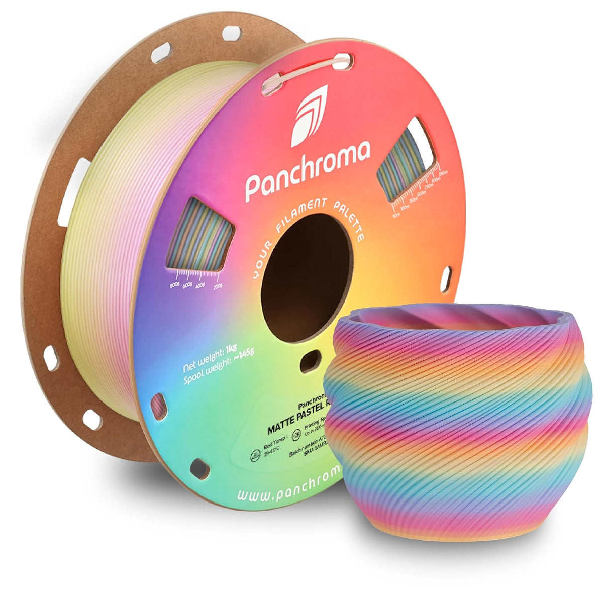 Polymaker Panchroma Gradient Matte PLA Filament, Multicolor Gradient Matte Pastel Rainbow 1.75mm 3D Printing Filament, 3D Printer PLA Filament, Fit Most FDM 3D Printers, 1kg Spool (2.2lbs)