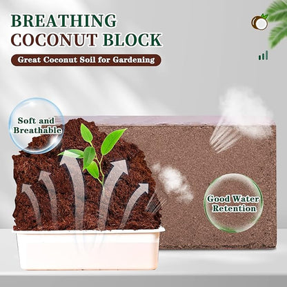 Coco Coir Bricks Potting Soil, 1 Pcs Natural Organic Compressed Coconut Fiber Soil Alternative to Peat Moss for Indoor Outdoor Plants Gardening Flowers Vegetables and Herbs
