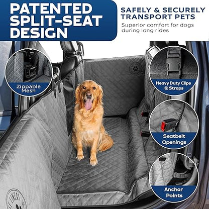 Dog Hammock For Truck with Fold Up Seats - Heavy Duty Crew Cab Size Floor Cover with Door Protection - Waterproof Truck Dog Seat Cover Back Seat with Door Protection - Machine Washable with Travel Bag