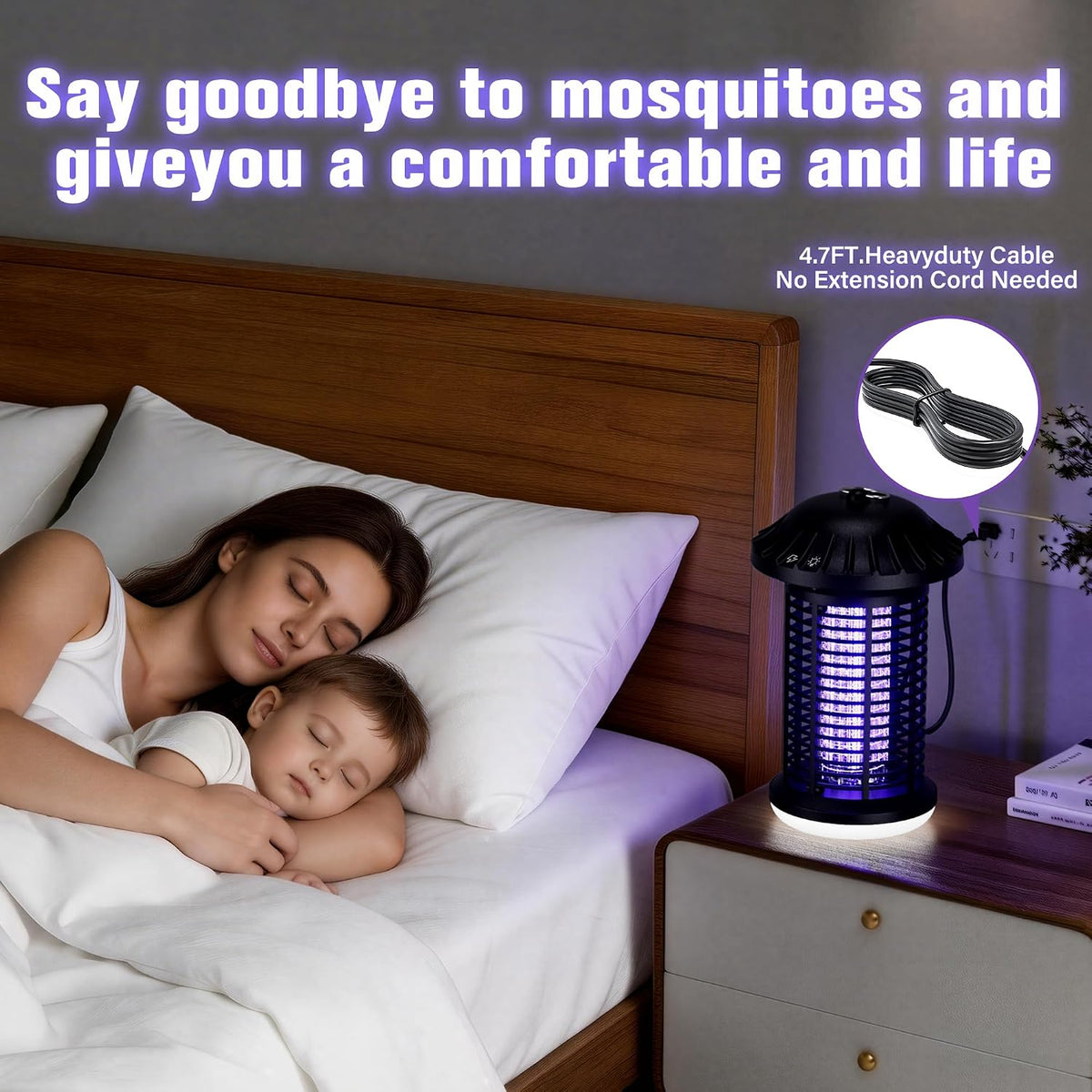 Bug Zapper Indoor & Outdoor, Water Proof Mosquito Zapper with LED Light, 4200V Electric Bug Zapper for Home Patio Office Courtyard?Black?