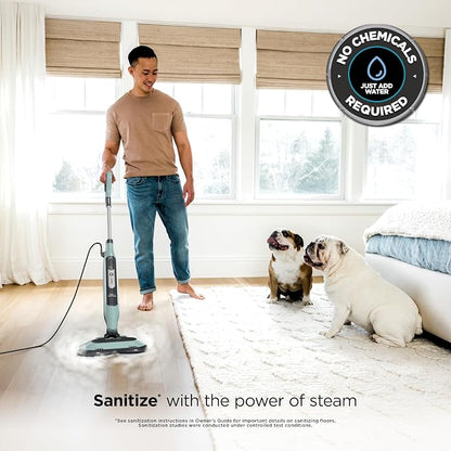 Shark Steam & Scrub Steam Mop, All-in-One Hard Floor Cleaner, Grey, S8001 LED Headlights, 4 Dirt Grip Soft Scrub Pads Included, XL Water Tank, Swivel Steering