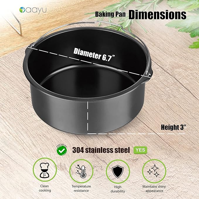 Baking Pan for Pressure Cookers, Air Fryers and Ovens- For 3 QT to 5QT Pressure Cookers  3 QT 5.3QT Air Fryers.Fits InstantPot COSORI Ninja Foodi Gowise Philips NuWave Power Farberware  more