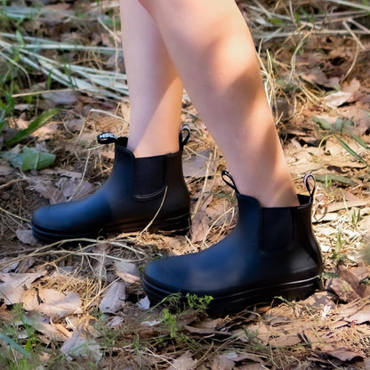 HISEA Women's Short Rain Boots Waterproof Ankle Chelsea Boots | Fashion Rubber Garden Shoes Non-Slip Matte PVC Rainboots Lightweight Outdoor Work Booties for Gardening Farming Walking