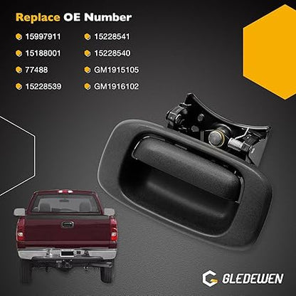 Tailgate Handle Latch and Bezel Trim with Rod Clips  for 1999-2007 Chevy Silverado GMC Sierra 1500 2500 3500  Replaces 15997911, 15228539, 15228541, 15228540