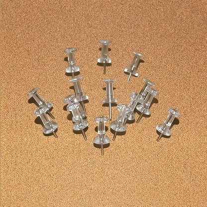 JIKIOU Push Pins Tacks 800 Count in Reusable Box, Standard Clear Thumb Tacks Steel Point and Clear Plastic Head for Wall Corkboard Map Calendar Photo Home Office Craft Projects Plastic Head Steel Pin