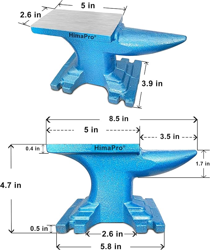 HimaPro Single Horn Anvil for Blacksmith Blue - 11 lbs Cast Iron Anvil - A Wonderful Tool for Jewelry Making and Metal Stamping