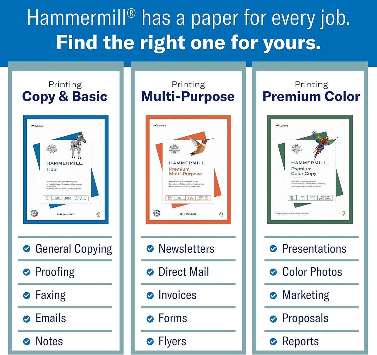 Hammermill Tidal Copy Paper, 20 lb, 8.5 x 11, 1 Ream (500 Sheets)