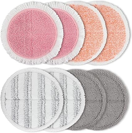 Electric Mop Pads 6.5 inch: G700  P700 Pink Spin Mop Replacement Pads Cordless Electric Mops for Floor Cleaning Scrubber Microfiber Round Scrub 8 Pack