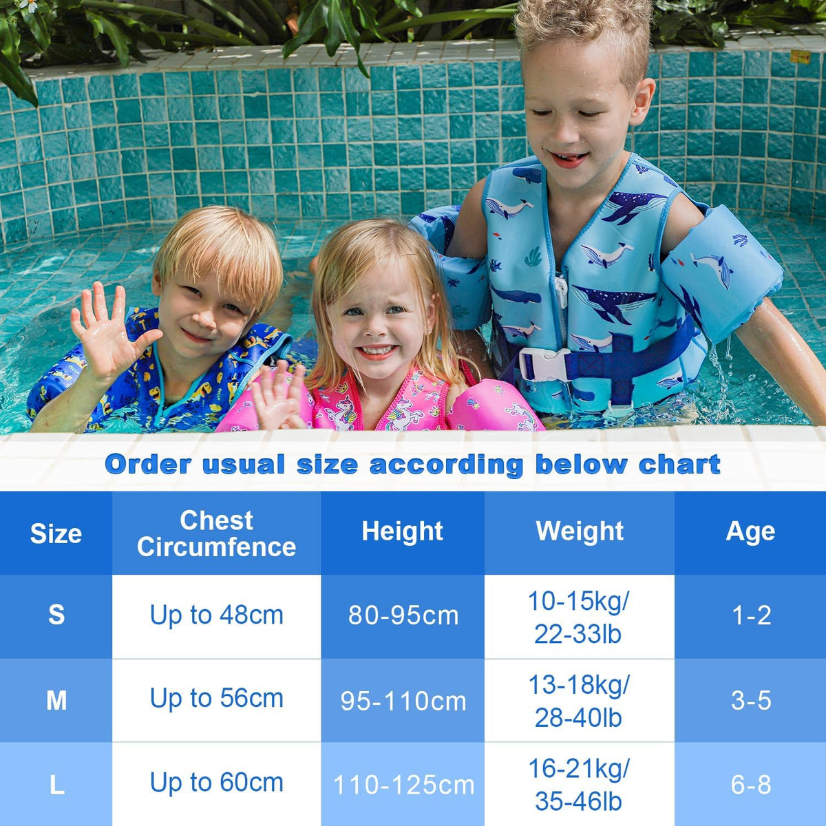 Toddler Swim Vest Kids Swimming Training Vest for Boys Girls Suitable for Age 1 to 8 Years 20Ibs - 46Ibs