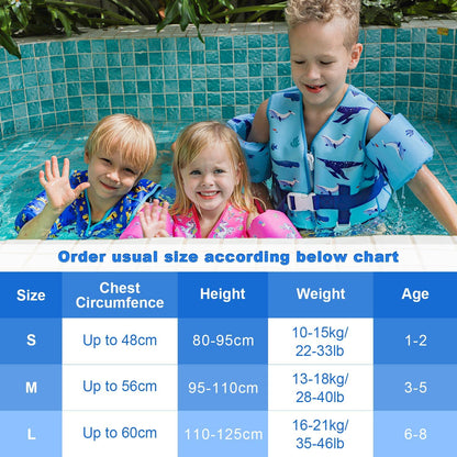 Toddler Swim Vest Kids Swimming Training Vest for Boys Girls Suitable for Age 1 to 8 Years 20Ibs - 46Ibs