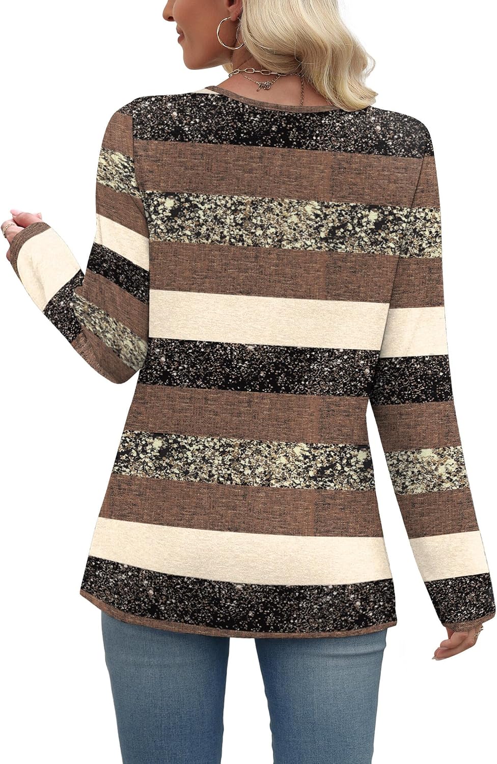 Long Sleeve Shirts for Women Fall Outfits V Neck T Shirts Button Down Tunic Tops Fashion Clothing