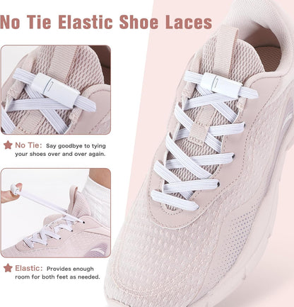Aiboxin Elastic No Tie Shoelaces for Kids Adults Tieless Stretch Shoe Laces Magnetic Stretchy Shoe Strings for Sneakers with Lock, Easy On & Off , Flat Elastic Shoe Laces for Men, Women, Elderly