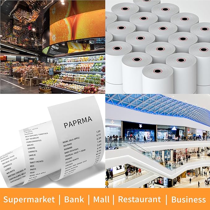 3 1/8'' x 230ft' Thermal Paper Receipt 10 Rolls, Receipt Paper POS Cash Register Paper for Credit Card Machine Square Terminal Printer