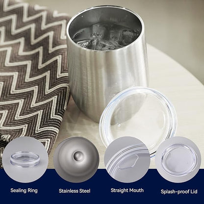 DOMICARE Stainless Steel Wine Tumbler Bulk with Lid, Personalized Insulated Tumblers Set, 12oz Travel Coffee Cups Pack of 1, Stainless steel