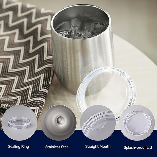 DOMICARE Stainless Steel Wine Tumbler Bulk with Lid, Personalized Insulated Tumblers Set, 12oz Travel Coffee Cups Pack of 1, Stainless steel