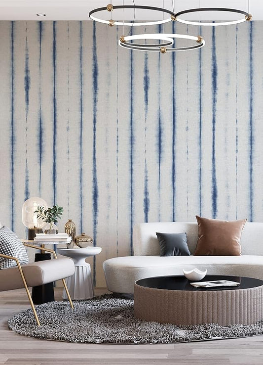 REMIX Walls by Katie Hunt Brewster Home Fashions Hello Shibori Denim Blue Wall Mural