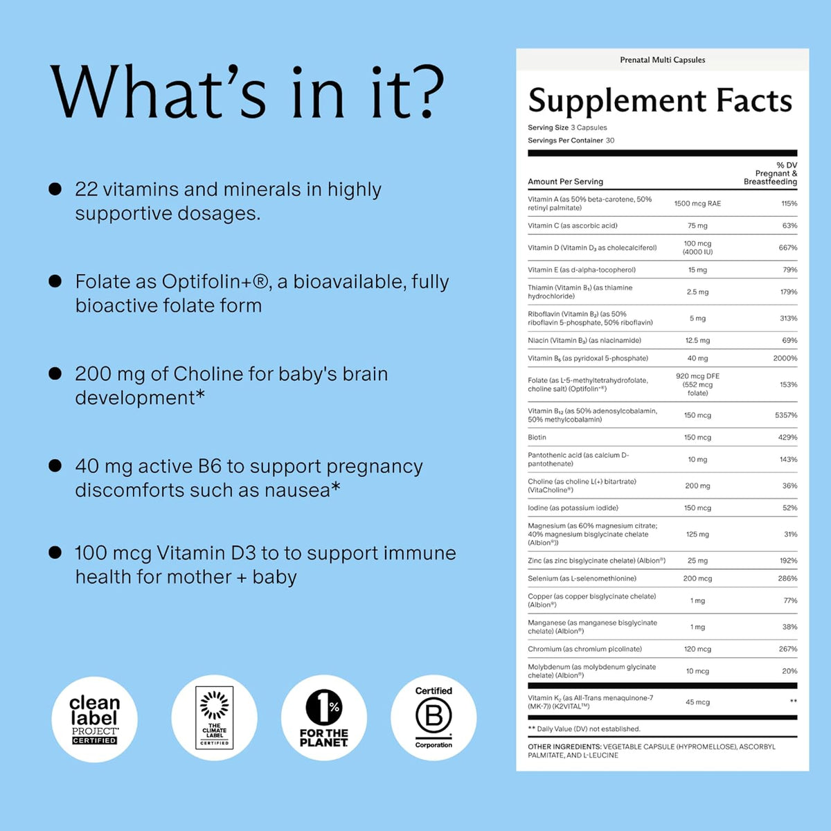 Needed. Multivitamin for Prenatal | Prenatal Multi Essentials Capsule - Pregnancy, Breastfeeding, Postpartum | Expertly-Formulated & Third-Party Tested, | 30-Day Supply