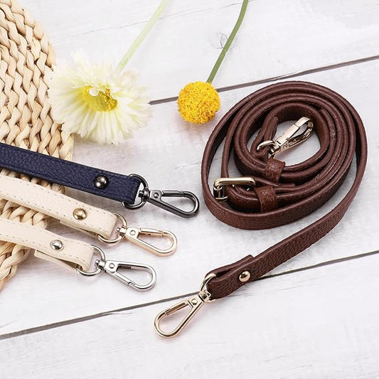 uxcell Purse Strap, Leather Adjustable Replacement Strap for Women's Crossbody Handbags Bag, 0.6" Wide, 41-51" Long (White)