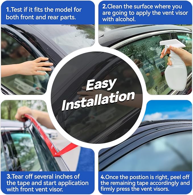 Window Visors Rain Guards Shield for 2006-2012 Ford Fusion, Out-Channel Window Vent Wind Deflectors Visors Shades for 2007-2013 Lincoln MKZ, 2006-2010 Mercury Milan, 2006 Lincoln Zephyr