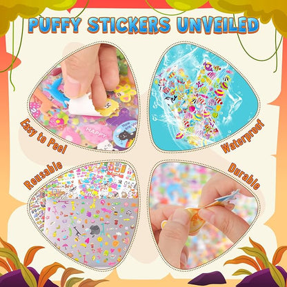 Sinceroduct 3200+ 3D Puffy Stickers for Toddlers Kids Teacher's Reward